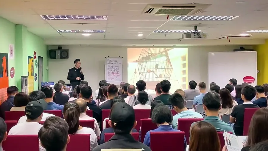 On stage, full house